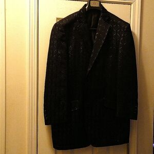 Men black dress jacket with specks of shiny sequin look